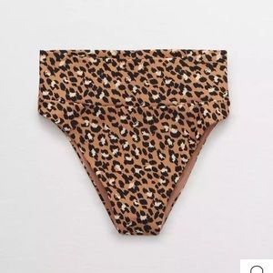Aerie Leopard High Cut Cheeky Bikini Bottom